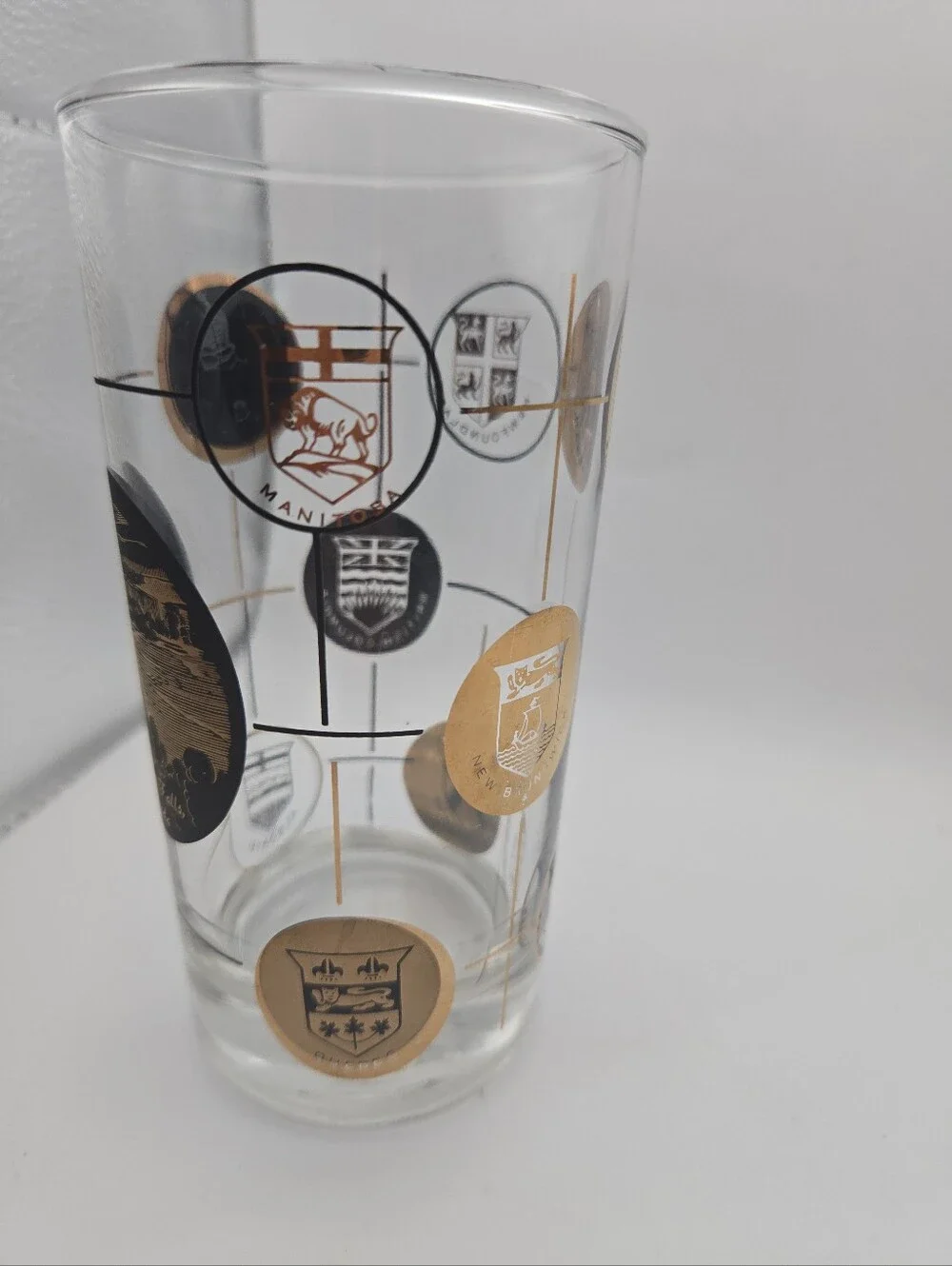 Vintage Canada & Old Fort Niagara Souvenir Glasses Set MCM Barware Travel Cups